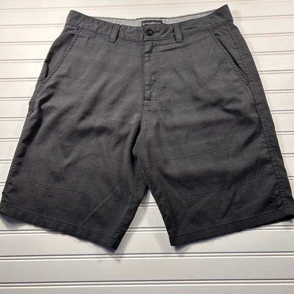 Hang Ten Other - Hang Ten Hybrid Shorts Mens 32 Charcoal Grey Glen Plaid Walk Boardshorts